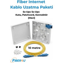 Fiber Optik Internet Kablosu Uzatma (10 Metre) – Fiber Modem Taşıma Seti (Premium Muhafazalı - Mavi Adatöre Uygun – Mavi Upc Tip)