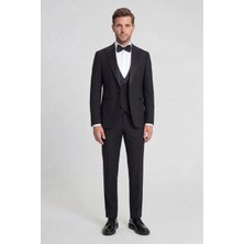 HC MEN CLASSIC Erkek Siyah Kırlangıç Yaka Modern Fit Smokin Damatlık