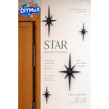 Dıymax Yıldız Duvar Dekoru 4'lü Set | Mid-Century Modern Starburst Dekoratif Duvar Süsü