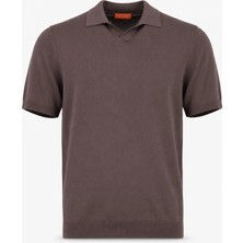 HC MEN CLASSIC Erkek Polo Yaka Tshirt Modern Fit Acı Kahverengi Düğmesiz