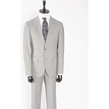 HC MEN CLASSIC Erkek Gri Kırlangıç Yaka Modern Fit Klasik Takım Elbise