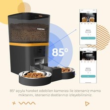Haustier QQ009-DUAL Gece Görüşlü 1080P Fhd Kameralı, Akıllı Otomatik Kedi Mama Kabı, App-Wifi Uzaktan Kontrol, Sesle Çağırma, 2.4ghz-5ghz, 6lt Hazne, Çift Metal Kase (Siyah)