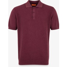 HC MEN CLASSIC Erkek Polo Yaka Tshirt Modern Fit Bordo Desenli Düğmeli