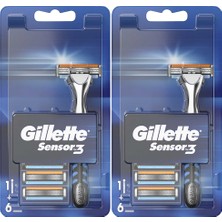 Gillette Sensor3 Tıraş Makinesi + Yedek Tıraş Bıçağı 6'lı x 2 Adet