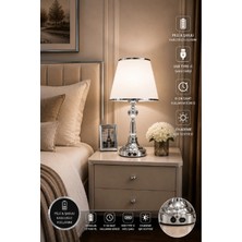 571 Store Şarj Edilebilir Pilli LED Ampullü B Serisi Masa Abajuru Metal ve Cam Gövde Cam Başlık