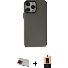 İlk El Grup Pilelistore™ iPhone 13 Pro Max Kılıf Zirve Doku Koleksiyonu - Şeffaf Maxco Cam Ekran Koruyucu + Rainbow Kamera Lens Koruma Cam - Kı