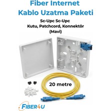 Fiber Optik Internet Kablosu Uzatma (20 Metre) – Fiber Modem Taşıma Seti (Premium Muhafazalı - Mavi Adatöre Uygun – Mavi Upc Tip)