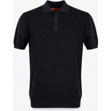HC MEN CLASSIC Erkek Polo Yaka Tshirt Modern Fit Siyah Desenli Düğmeli
