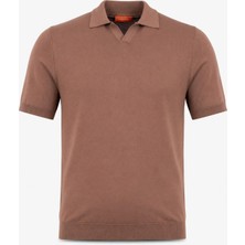 HC MEN CLASSIC Erkek Polo Yaka Tshirt Modern Fit Kahverengi Düğmesiz