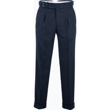 HC MEN CLASSIC Erkek Lacivert Yüksek Bel Çift Pile Pantolon