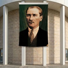 Sivil Başkumandan Gazi Mustafa Kemal Atatürk Poster Bayrak Premium Raşel Kumaş Ata6 2X3M