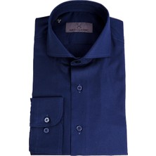 HC MEN CLASSIC Erkek Lacivert Slim Fit Italyan Yaka Gömlek