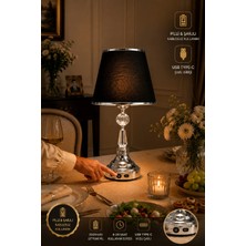 571 Store Şarj Edilebilir Pilli LED Ampullü B Serisi Masa Abajuru Metal ve Cam Gövde Cam Başlık