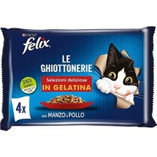 Felix Sığır Eti ve Tavuklu Kedi Yaş Maması Avantajlı Paket (4 x 12 x 85 Gr) 48'li