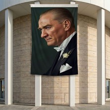 Sivil Mustafa Kemal Atatürk Portre Poster Bayrak Premium Raşel Kumaş ATA50 2X3M