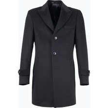 HC MEN CLASSIC Erkek Siyah Yün Modern Fit Kaban