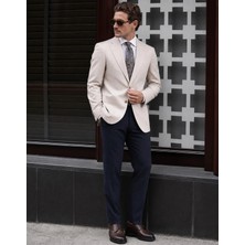 HC MEN CLASSIC Erkek Casual Ceket Modern Fit Bej Mono Yaka