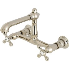 KS7246AX Country 20,32 cm Merkez Duvara Monte Gemi Lavabo Musluğu, Cilalı Nikel, 6-5/8" Ağız Erişiminde