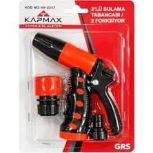 Kapmax Sulama Tabancası Seti, 2 Fonksiyonlu, Hortum Bağlantı Aparatı Dahil, Bahçe Sulama, 3'lü Set