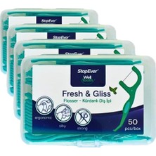 Stopever Fresh & Gliss Kürdanlı Diş Ipi 3'lü Paket (150 Adet) | Nane Aromalı | Diş Arası Temizliği, Ağız Hijyeni ve Günlük Kullanım Için Ideal | Plastik Kutulu ve Taşıma Kılıflı Hediyeli (4 Paketi)