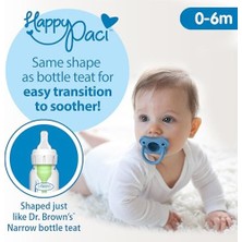 Dr. Brown's Happypaci Silikon Emzik 0-6m, Mavi, Tekli Paket