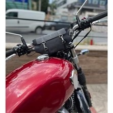 Motorsiklet Çantası, Motorsiklet Gidon Çantası, Deri, Geçme Kilitli (Siyah)