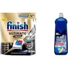 Plus 75 Kapsül Bulaşık Makinesi Deterjanı Tableti (1 x 75 Kapsül) ve Finish Bulaşık Makinesi Parlatıcı & Kurutucu Limonlu (1 x 800 Ml)