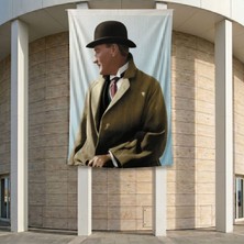 Sivil Mustafa Kemal Atatürk Poster Bayrak Premium Raşel Kumaş ATA18 2X3M