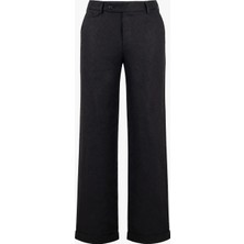 HC MEN CLASSIC Erkek Keten Pantolon Comfort Fit Siyah Bel Yarım Lastikli