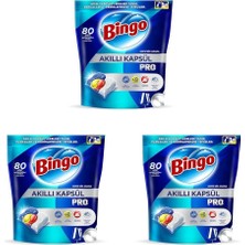 Bingo Akıllı Kapsül Pro Bulaşık Makinesi Deterjanı Tableti 80'li 3'lü Paket Akdeniz Ferahlığı ile Etkili