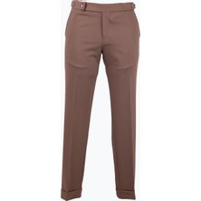 HC MEN CLASSIC Erkek Sütlü Kahve Slim Fit Viskon Yün Klasik Pantolon