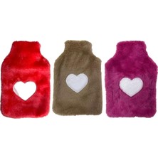 Sıcak Su Torbası 3 Adet,peluş Kalpli,termofor 26X17X2CM 1 Litre