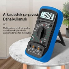 LED Ekranlı Dijital Multimetre Ölçü Aleti, Işıklı Ekranlı Elektrik Akım Ölçer, Silikon Kılıflı Açılabilir Ayaklı Multimetre, Voltmetre Ampermetre Ohmmetre Elektrik Test Cihazı