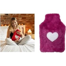 Sıcak Su Torbası Peluş Kalpli,pembe Termofor 29X17CM 750ML