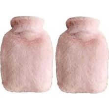 Sıcak Su Torbası 2 Adet,yan Cepli Pembe Peluş Termofor 27X17X2CM 750ML