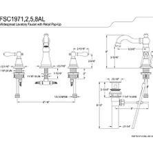 FSC1972AL Ingiliz Klasik 20 cm Geniş Lavabo Bataryası Perakende Pop-Up, Cilalı Pirinç, 12,72 cm Ağız Erişimi