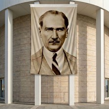 Sivil Mustafa Kemal Atatürk Poster Bayrak Premium Raşel Kumaş ATA34 2X3M