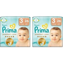 Bebek Bezi Premium Care 3 Numara 26 Adet 2li Paket