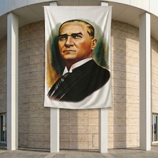 Mustafa K. Atatürk Portresi Poster Bayrak Premium Raşel Kumaş ATA12 2X3M