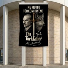 Ne Mutlu Türküm Diyene Atatürk Bozkurt Kılıç Poster Bayrak Premium Raşel Kumaş ATA83 2X3M