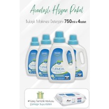 Jel Bulaşık Makinesi 750 ml x 4 Adet ve Çamaşır Sulu Yüzey Temizlik 100' Lü