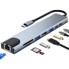 Pro Uyumlu ile Uyumlu Type C To 4K HDMI + USB 3.0 + Sd/tf + Pd + Type-C USB Type-C Hub Dönüştürücü 8 In 1 Çoklayıcı - Ethernet - Çevirici USB C Adaptör Leerfei 8 Port