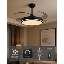 Hoogar German Black Kuhle Tavan Vantilatörü 3 Renk LED Gizli Pervaneli Kumandalı Dimmer Ayarlı Bl Sistem Isınmaz Motor