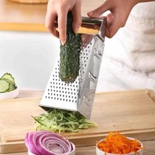 Paslanmaz Çelik 4 Fonksiyonlu Mutfak Rendesi, Peynir, Sebze, Meyve ve Çikolata Için Çok Amaçlı Rende, Keskin ve Dayanıklı Çelik Yüzey, Ergonomik ve Kolay Temizlenebilir Tasarım