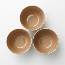 3'lü Karamel Kahve Seramik Kase Seti, Özel Çatlak Dokulu (Crackle) Tasarım Çerezlik ve Sosluk, Modern Kahvaltılık Sunum Kasesi, Derin ve Şık Meze Tabağı Takımı (Bej/kahve)