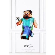 Pekshop Kazmalı Steve Folyo Balon Minecraft Tema Balon Büyük Steve Balon