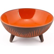 Dekoratif Sunum Kasesi, Seramik Ayaklı Sunum Kasesi, Servis Kasesi, Servis Tabağı, Kase, Tabak (Turuncu, 25 Cm)