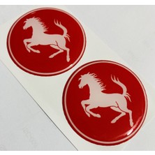 İşcan Motor Silikonlu Ferrari Logo Kırmızı (5x5 Cm) Ikili Damla Etiket Sticker