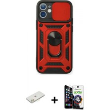 İlk El Grup Pilelistore™ iPhone 12 Mini Kılıf Ahenk Klasik - Şeffaf Temperli Cam Ekran Koruyucu + Renkli Kamera Lens Koruma Cam - Tu