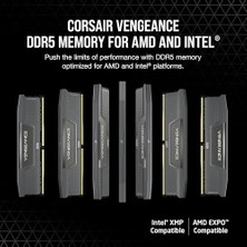 Corsaır Vengeance Ddr5 32GB (2 x 16GB) 6000MHZ CL38-44-44-96 1.35V Intel Xmp 3.0 Amd Expo Bilgisayar Masaüstü Belleği - Gri